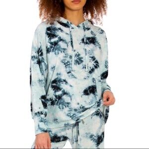 Midnight Bakery sz L teal BOHO Tie Dye knit hoodie